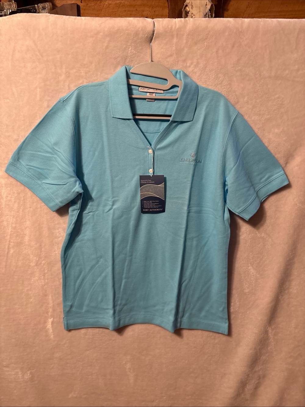 NWT Port Authority Women's Short Sleeve Polo - Light Blue
